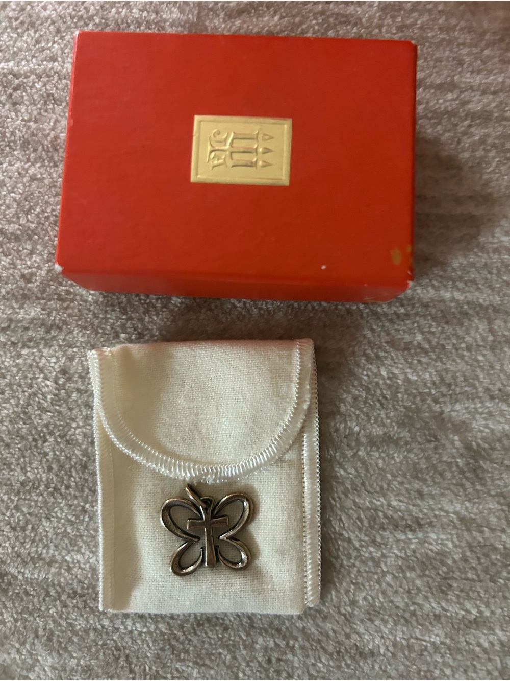 James Avery Silver Butterfly Pendant with Cross